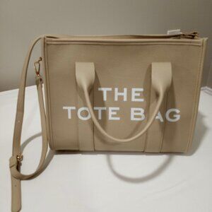 THE TOTE BAG BEIGE PU LEATHER LADIES HANDBAG [13X10X6]"